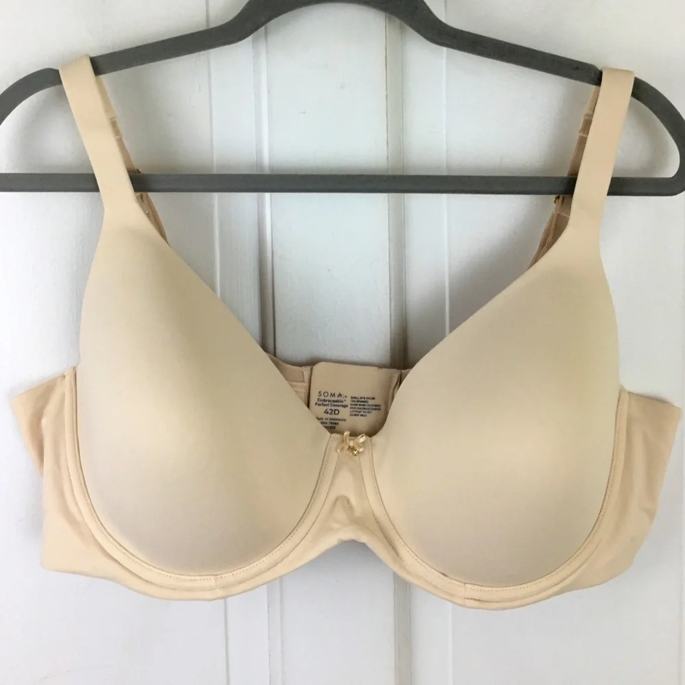 Soma Embraceable Perfect Coverage T-shirt Bra 42D Underwire Cream